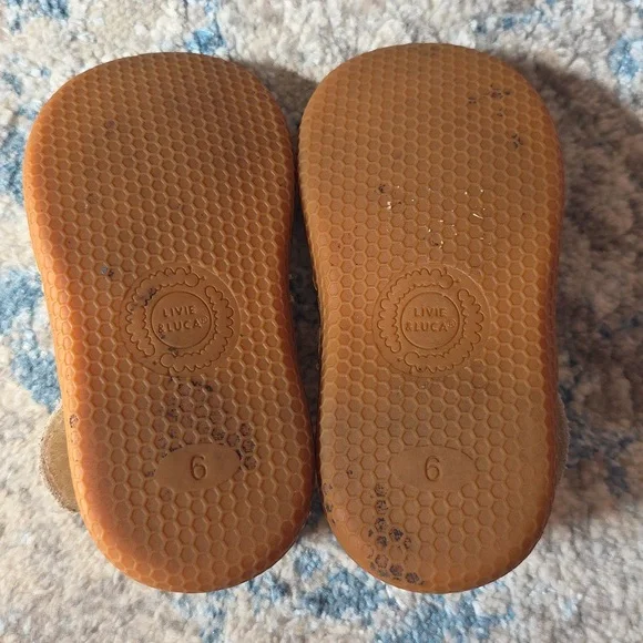 Livie & Luca Metallic Beige Mary Janes with Gold Bird Accent - Picture 4 of 5